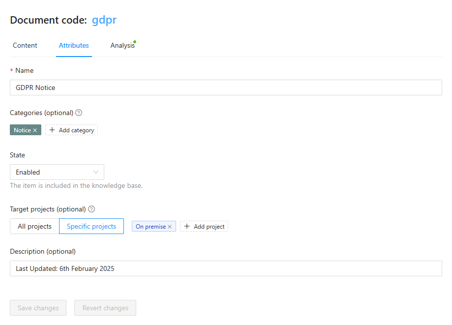 Edit atribut dokumen