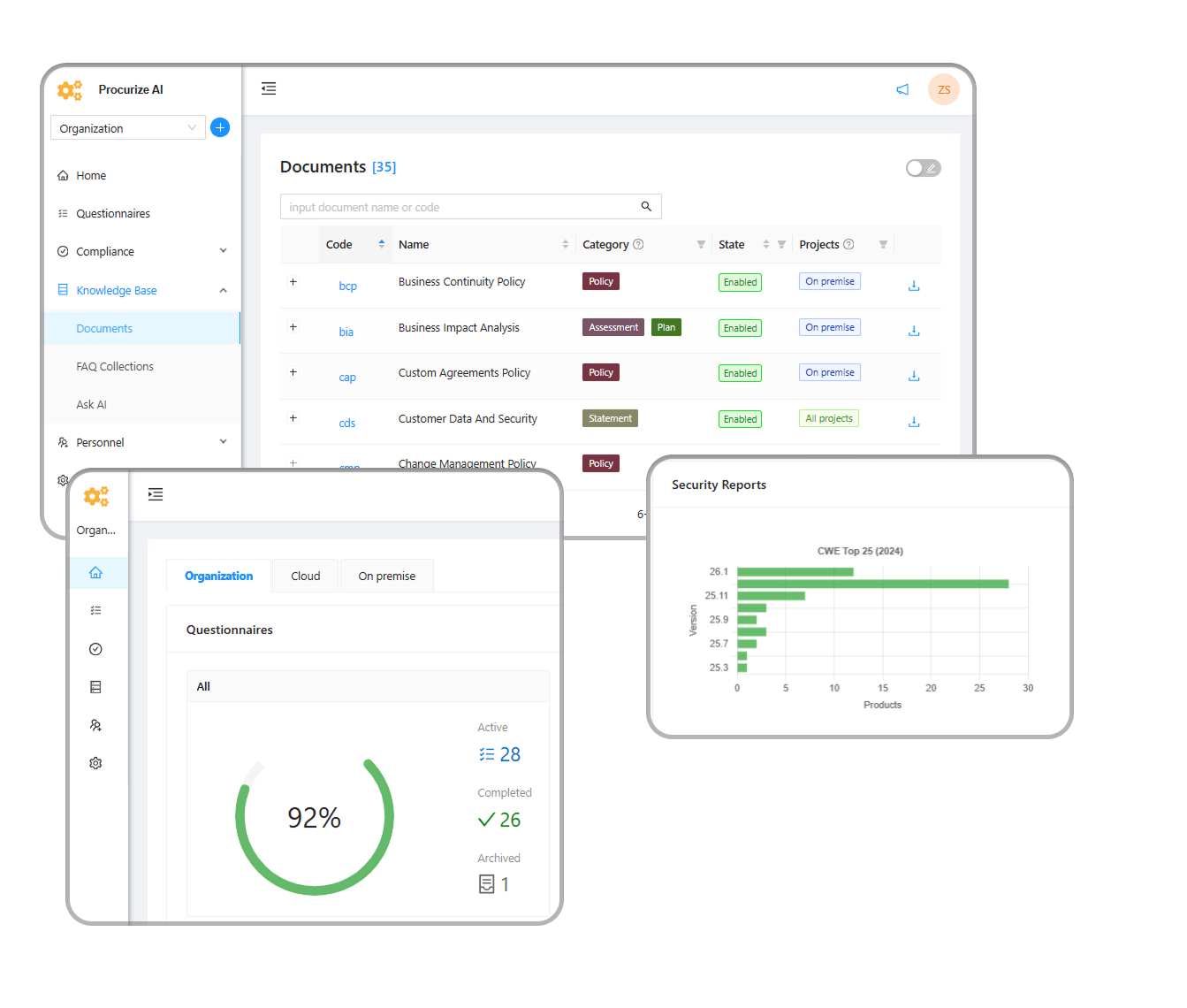 Інтерфейс ШІ з оглядом відповідності та видимими діями автоматизації